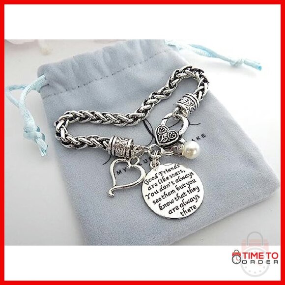 Stainless Steel Sister Charm Bracelet with Pearl Heart Gift - Picture 5 of 5